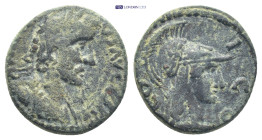 LYCAONIA. Iconium. Antoninus Pius (138-161). Ae. (18mm, 4.3 g) Laureate, draped and cuirassed bust of Antoninus Pius right. COL ICO. Helmeted head of ...