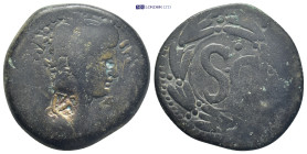 SYRIA, Seleucis and Pieria. Antioch . Nero. AD 54-68. Æ As (29mm, 14.0 g). Struck circa AD 66/7. Laureate head right; serpent before; c/m: anchor betw...