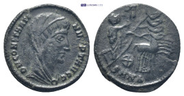 Divus Constantine I (337-340 AD) Nicomedia AE Nummus (15mm, 1.3 g) Obv: DV CONSTANTINVS PT AVGG, veiled head right Rev: Veiled emperor drives gallopin...