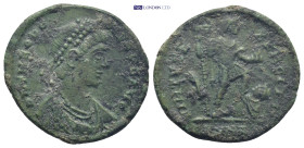 Theodosius I. A.D. 379-395. AE 2 majorina (23mm, 5.0 g). struck A.D. 387-392. Cyzicus mint. D N THEODO-SIVS P F AVG, diademed, draped and cuirassed bu...