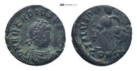 ARCADIUS (383-408). Ae. (12mm, 1.0 g) Constantinople. Obv: DN ARCADIVS P F AVG. Diademed and draped bust right. Rev: SALVS REI PVBLICAE / CONS A. Vict...