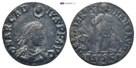 Arcadius (383-408), Siscia, AE majorina (20mm, 4,3 g). Obv: D N ARCAD - IVS P F AVG, pearl-diademed, draped and cuirassed bust of Arcadius to right, h...