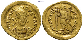 Leo I the Great, Eastern Roman Emperor (AD 457-474). AV solidus (19mm, 4.0 g). Constantinople, AD AD 462-466. D N LEO PE-RPET AVG, diademed, helmeted,...