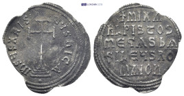 Michael III the Drunkard". 842-867. AR Miliaresion (22mm, 1.45 g). Constantinople mint. Struck 866-867. Cross potent set on three steps; • below steps...