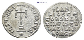 Basil I the Macedonian. 867-886. AR Miliaresion (22mm, 2.7 g). Constantinople mint. Struck 867-886. IhSЧS XRI SτЧS hICA, cross potent set on three ste...
