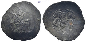 Manuel I Comnenus (1143-1180 AD). Constantinople AE Trachy (28mm, 3.6 g) Obv: IC / XC. Christ, bearded and nimbate, wearing tunic and kolobion, seated...