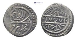 KARAMANID. Ibrahim, second reign, AH 827-868 / 1423-1463 AD. Dated AH 585. AR Akce. (0.9 g 11mm)