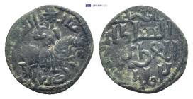 SELJUQ OF RUM: Kaykhusraw I, 1192-1196, AE fals (19mm, 2.6 g), Malatya, ND, A-1202, standard horseman type, with full legends including the mint name ...