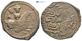 SLAMIC. Seljuks. Rum. Rukn al-Din Sulayman bin Qilich Arslan (As sultan, AH 593-600 / 1197-1204 AD). Ae Fals. (29mm, 9.6 g) Obv: Warrior, head facing ...
