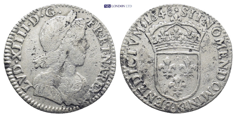 FRANCE LOUIS XIV (1643 - 1715) Ecu 1648. Poitiers. AR (19mm, 2.1 g). Obv.: LVD X...