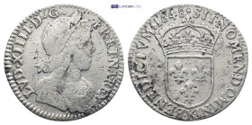 FRANCE LOUIS XIV (1643 - 1715) Ecu 1648. Poitiers. AR (19mm, 2.1 g). Obv.: LVD XIIII D G FR ET NAV REX Laureate bust r. Rev.: SIT NOMEN DOMINI BENEDIC...