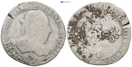 FRANCE, Royal. Henri III. 1574-1589. AR demi Franc (27mm, 6.7 g). Paris mint; Dated 1576 A. Laureate and armored bust right, with plain collar / Cross...