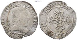 FRANCE, Royal. Henri III. 1574-1589. AR demi Franc (27mm, 6.9 g). Paris mint; Dated. Laureate and armored bust right, with plain collar / Cross fleuri...