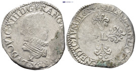 FRANCE. Louis XIII (1610-1643 AD) AR 1/2 Franc 1624 (28mm 7.1 g) Obv: LVDOVICVS. XIII D: G. FRANC. ET. NAVA. REX I, Louis XIII right, privy letter M b...