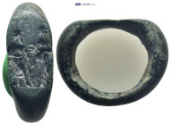 Bronze ring with Asklepios and Hygieia. (12mm, 13.76 g)
