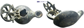 Byzantine period bronze oil lamp. (113mm, 178.8 g)