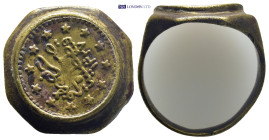 Late Ottoman period brass ring. (23mm, 10.96 g)