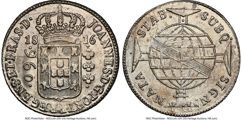 João Prince Regent 960 Reis 1816-B MS64 NGC, Bahia mint, KM307.1, LMB-401a. Over...