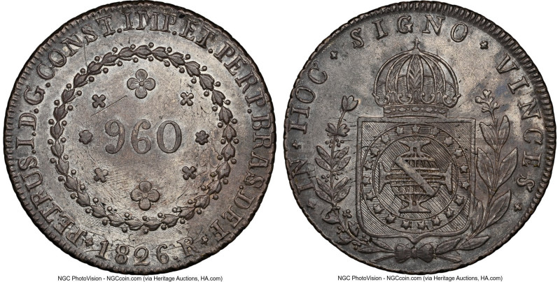 Pedro I 960 Reis 1826-R AU Details (Obverse Scratched) NGC, Rio de Janeiro mint,...