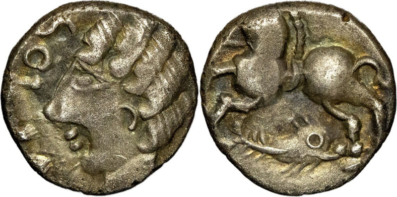 GAULE - CELTIC
Leuques / Peuples de l'Est. Quinaire SOLIMA au cheval et au dauph...
