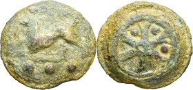 RÉPUBLIQUE ROMAINE - ROMAN REPUBLIC
Anonymes. Quadrans coulé ND (265-242 av. J.-C.), Rome.
RRC.24/6a ; Bronze - 51,40 g - 36,5 mm - 12 h
TB.