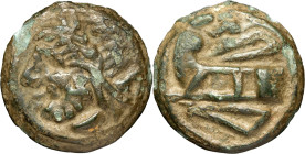 RÉPUBLIQUE ROMAINE - ROMAN REPUBLIC
Anonymes. Semis coulé ND (217-215 av. J.-C.), Rome.
RRC.38/2 ; Bronze - 27,72 g - 30 mm - 12 h
TTB.