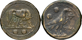 RÉPUBLIQUE ROMAINE - ROMAN REPUBLIC
Anonymes. Sextans ND (217-215 av. J.-C.), Rome.
RRC.39/3 ; Bronze - 25,41 g - 29 mm - 7 h
Superbe.