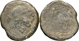 RÉPUBLIQUE ROMAINE - ROMAN REPUBLIC
Anonymes. Dextans ND (209-208 av. J.-C.), Rome.
RRC.99/2 ; Bronze - 15,63 g - 27 mm - 2 h
B.