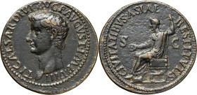 EMPIRE ROMAIN - ROMAN
Tibère (14-37). Sesterce, fonte postérieure type Padouan ND.
Lawrence 5 (cf. RIC.48) ; Bronze - 20,84 g - 34 mm - 5 h
TB.
Un exe...