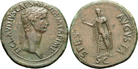 EMPIRE ROMAIN - ROMAN
Claude (41-54). Sesterce ND (41-54), Rome.
RIC.99 ; Bronze - 25,51 g - 36,5 mm - 6 h
Provient d’une vente Jean Vinchon Numismati...