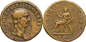 EMPIRE ROMAIN - ROMAN
Trajan (98-117). Dupondius ND (98), Rome.
RIC.385 - Woytek 19 ; Bronze - 13,36 g - 26 mm - 6 h
TB.