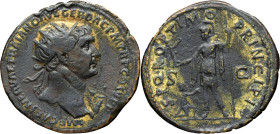 EMPIRE ROMAIN - ROMAN
Trajan (98-117). Dupondius ND (106-107), Rome.
RIC.487 - Woytek 251 ; Bronze - 10,11 g - 26,5 mm - 7 h
TB.