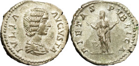 EMPIRE ROMAIN - ROMAN
Julia Domna (193-211). Denier ND (196-211), Rome.
RIC.574 ; Argent - 3,58 g - 20 mm - 11 h
Beau portrait, SUP.