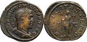EMPIRE ROMAIN - ROMAN
Philippe Ier (244-249). Sesterce ND, Rome.
RIC.169 ; Bronze - 21,08 g - 30 mm - 11 h
Manques à la patine. TTB.
