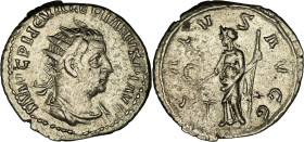 EMPIRE ROMAIN - ROMAN
Valérien Ier (253-260). Antoninien ND (253-254), Rome.
RIC 1.121 var. ; Billon - 3,47 g - 22 mm - 6 h
Provient du trésor de Guer...