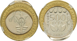AFRIQUE DE L’OUEST (ÉTATS DE L’) - WEST AFRICAN STATES
République. 500 francs CFA, fauté, cœur déformé 2004.
KM.15 ; Bimétallique - 10,63 g - 28 mm - ...