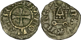 FRANCE / FÉODALES - FRANCE / FEUDAL
Navarre, Charles le mauvais (1349-1387). Denier ou Carlin noir ND.
PA.189 ; Billon - 0,96 g - 18 mm - 11 h
Frappe ...