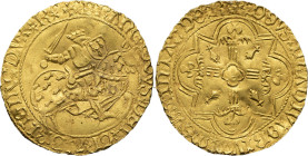 FRANCE / FÉODALES - FRANCE / FEUDAL
Bretagne, François Ier (1442-1450). Écu d’or au chevalier ou florin au cavalier ND, R, Rennes.
Dy.318 - Jéz.385c -...