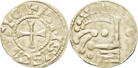 FRANCE / FÉODALES - FRANCE / FEUDAL
Blois (comté de), Anonymes (940-1080). Denier ND.
Dy.578 ; Argent - 2,59 g - 20 mm - 9 h
TTB.