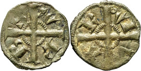 FRANCE / FÉODALES - FRANCE / FEUDAL
Viviers (évêché de), Anonymes (XIVe siècle). Obole ND, Viviers.
Dy.1597 ; Billon - 0,40 g - 12 mm - 8 h
TTB.