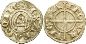 FRANCE / FÉODALES - FRANCE / FEUDAL
Provence (comté de), Alphonse Ier et Raymond de Bollène (1177-1186). Denier ND, Arles ou Marseille.
Dy.1609 ; Arge...