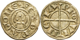 FRANCE / FÉODALES - FRANCE / FEUDAL
Provence (comté de), Alphonse Ier et Raymond de Bollène (1177-1186). Denier ND, Arles ou Marseille.
Dy.1609 ; Bill...