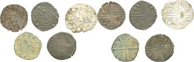 FRANCE / FÉODALES - FRANCE / FEUDAL
Arles (archevêché d’), Anonymes (fin du XIIIe siècle). Lot de 5 deniers, imitation de Cambrai et du Brabant ND, Ar...