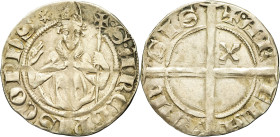 FRANCE / FÉODALES - FRANCE / FEUDAL
Arles (archevêché d’), Étienne de la Garde (1351-1361). Demi-carlin ND, Arles.
Dy.- ; Argent - 1,49 g - 20 mm - 12...