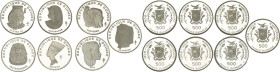 GUINÉE - GUINEA
République de Guinée (depuis 1958). Série complète de 7 monnaies de 500 francs guinéens, pharaons, Flans brunis (PROOF) 1970.
KM.PS9 ;...