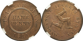 MAN (ÎLE DE) - ISLE OF MAN
Georges III (1760-1820). Penny, Banque de l’Île de Man 1811.
KM.Tn10 ; Cuivre - 32 mm - 12 h
GENI MS 64 flan clippé (RE21ZA...