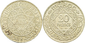 MAROC - MOROCCO
Mohammed V (1927-1961). 20 francs AH 1347 (1928), Paris.
Lec.270 - KM.39 ; Argent - 19,90 g - 35 mm - 6 h
Superbe.