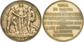 PANAMA - PANAMA
IIIe République (1870-1940). Médaille des souscripteurs pour le percement de l'isthme, par O. Roty 1880, Paris.
Maier 90 - Lec.2 ; Arg...