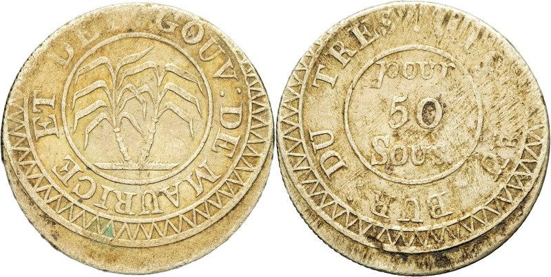 RÉUNION ET MAURICE - REUNION AND MAURITIUS
Georges IV (1820-1830). 50 sous ND (1...