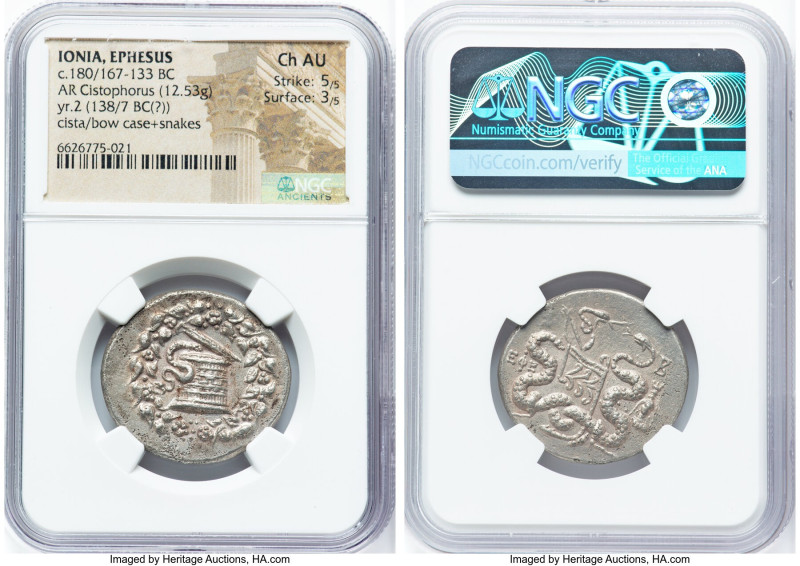 IONIA. Ephesus. Ca. 180/167-133 BC. AR cistophorus (28mm, 12.53 gm, 1h). NGC Cho...